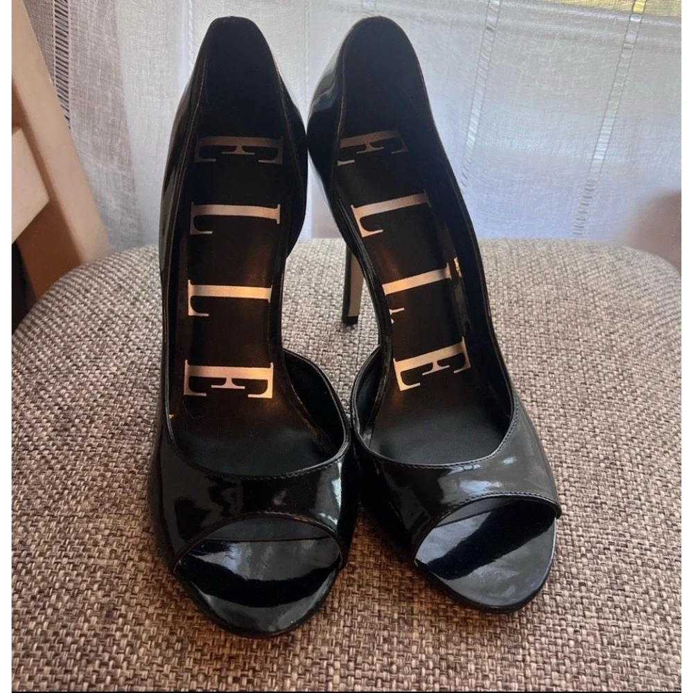 Women's Elle Shiny Black Patent Faux Leather Stiletto Size 10 - Picture 5 of 6
